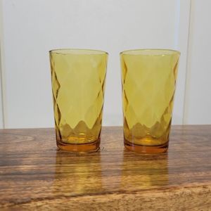 Anchor Hocking vintage Amber Juice Glasses set 2